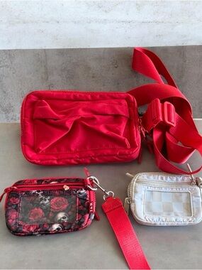 Sleek Red Crossbody Pouch with Adjustable Strap